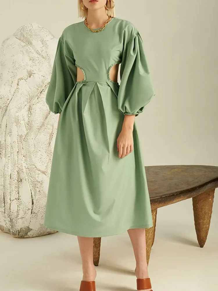 Elegantné ľanové šaty Lady Maxi s dlhým rukávom